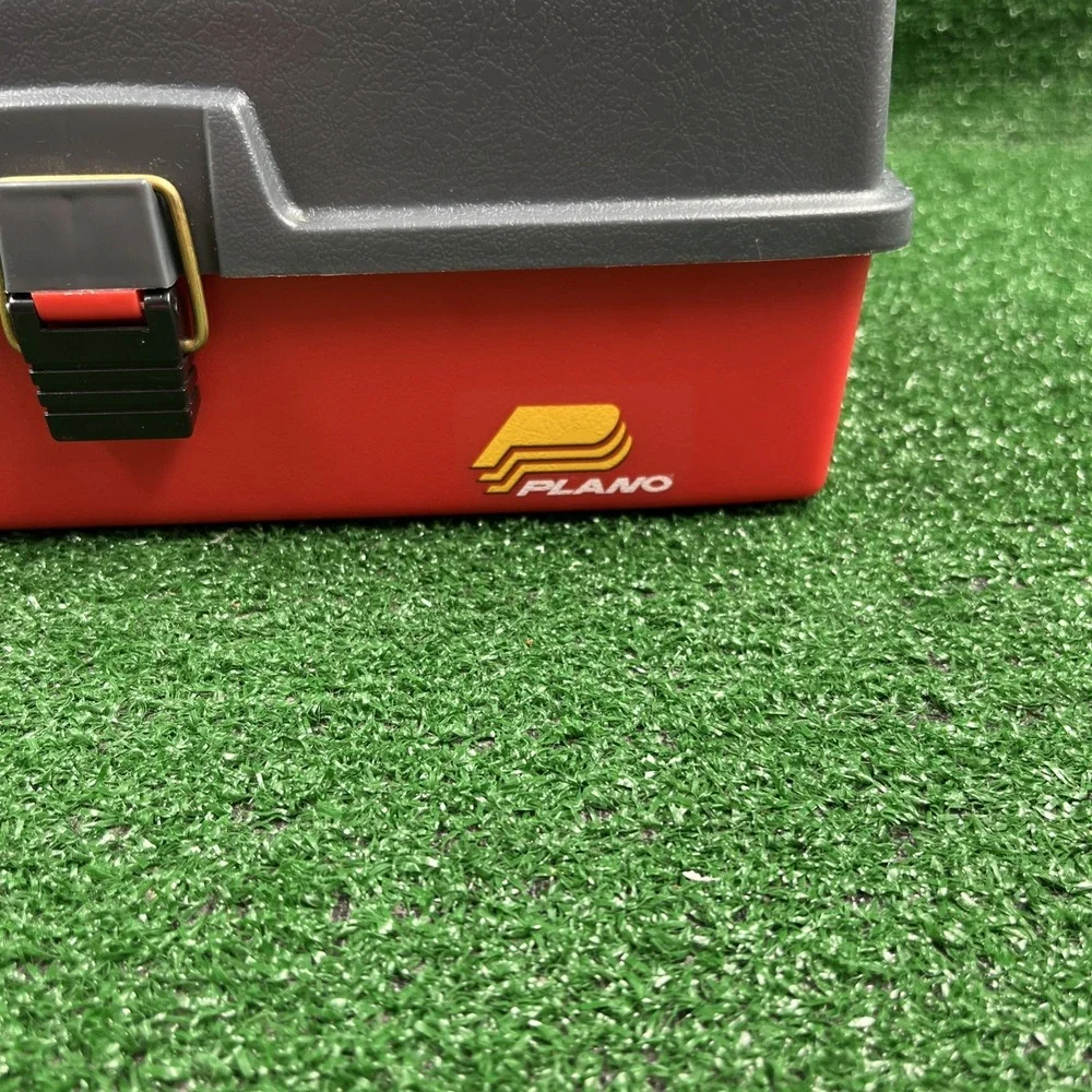 Vintage Plano Fishing Tackle Box #1001 Red Gray‎ One Tray